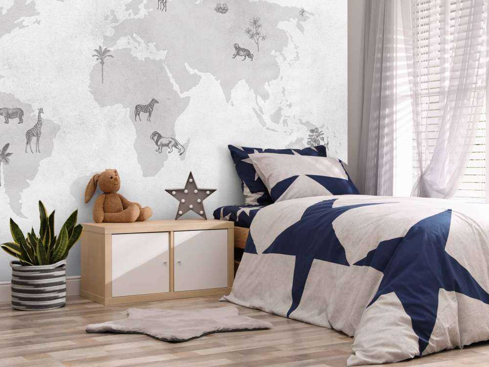 Wereldkaart sketch grijs