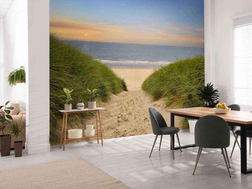 Zonsondergang bij strand