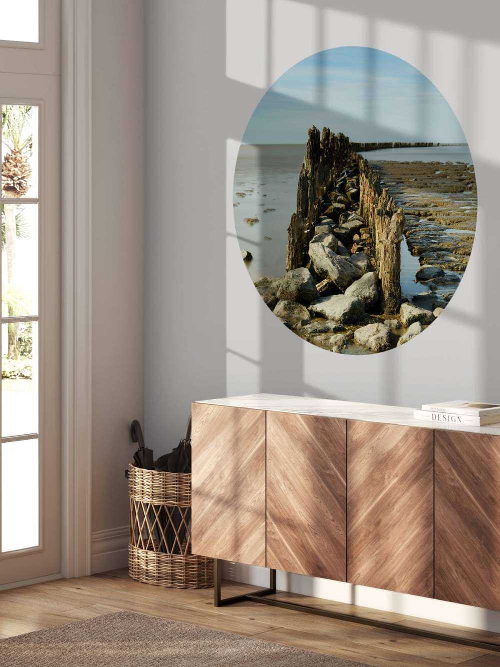 Golfbreker van hout en steen