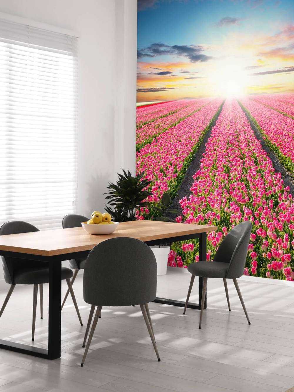 Tulpen met opkomende zon