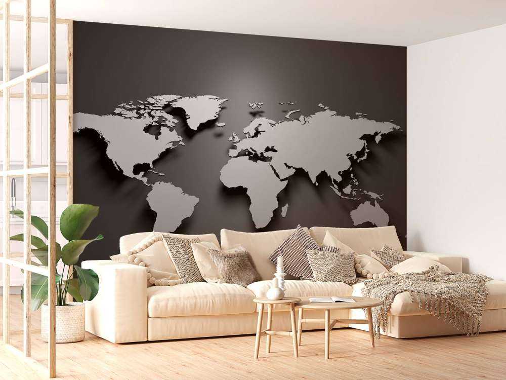 3D Wereldkaart zwart