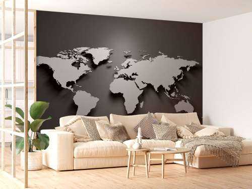 3D Wereldkaart zwart
