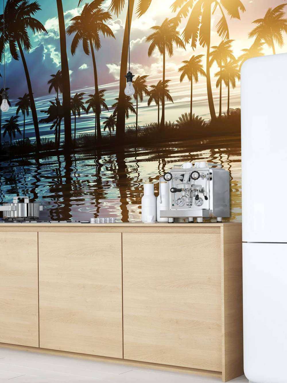 Nachtlandschap met palmbomen