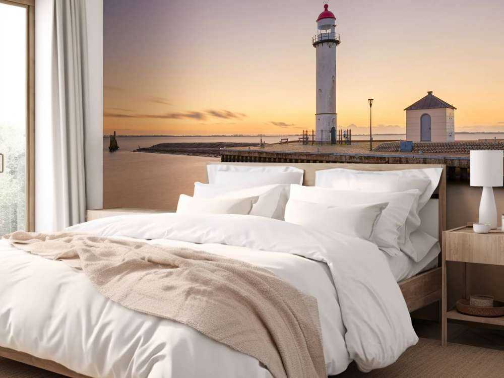 Vuurtoren bij zonsondergang