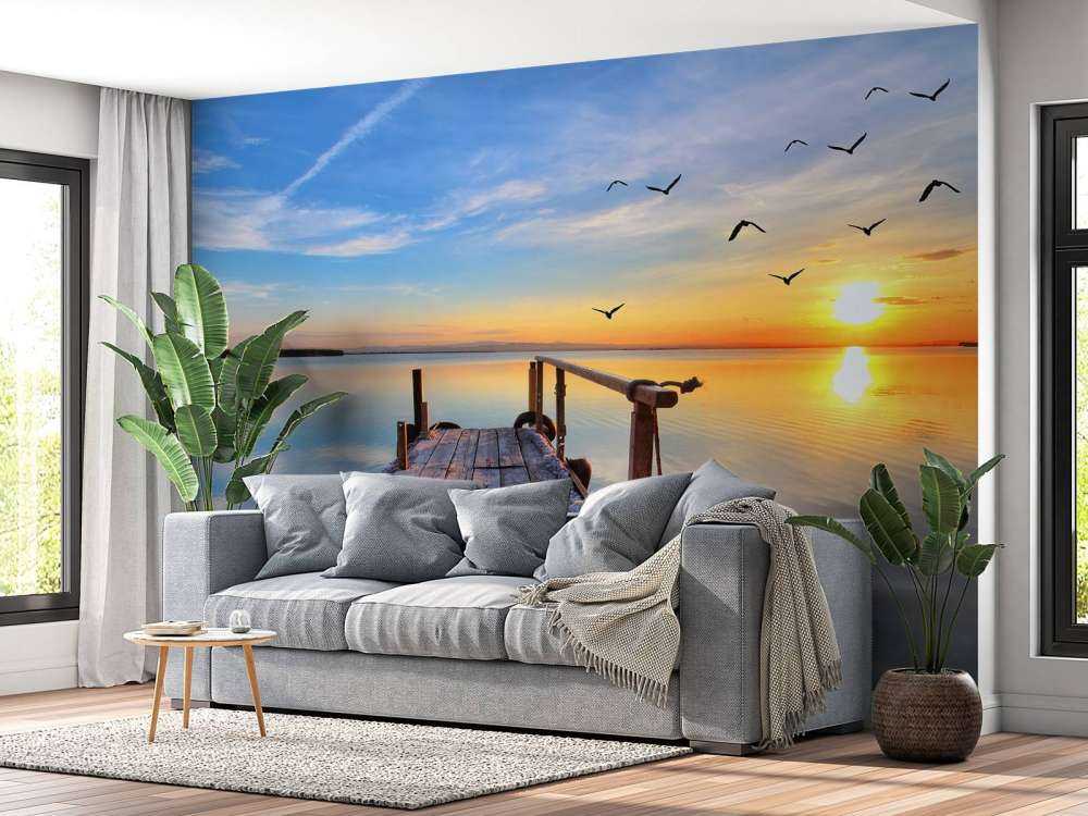 Vogels boven zee