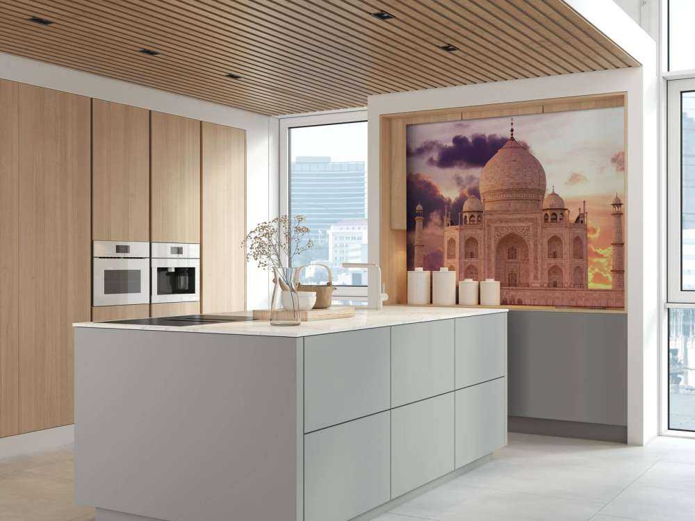 De Taj Mahal bij zonsondergang