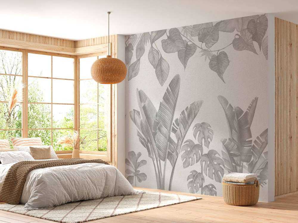 Jungle planten in grijstinten 