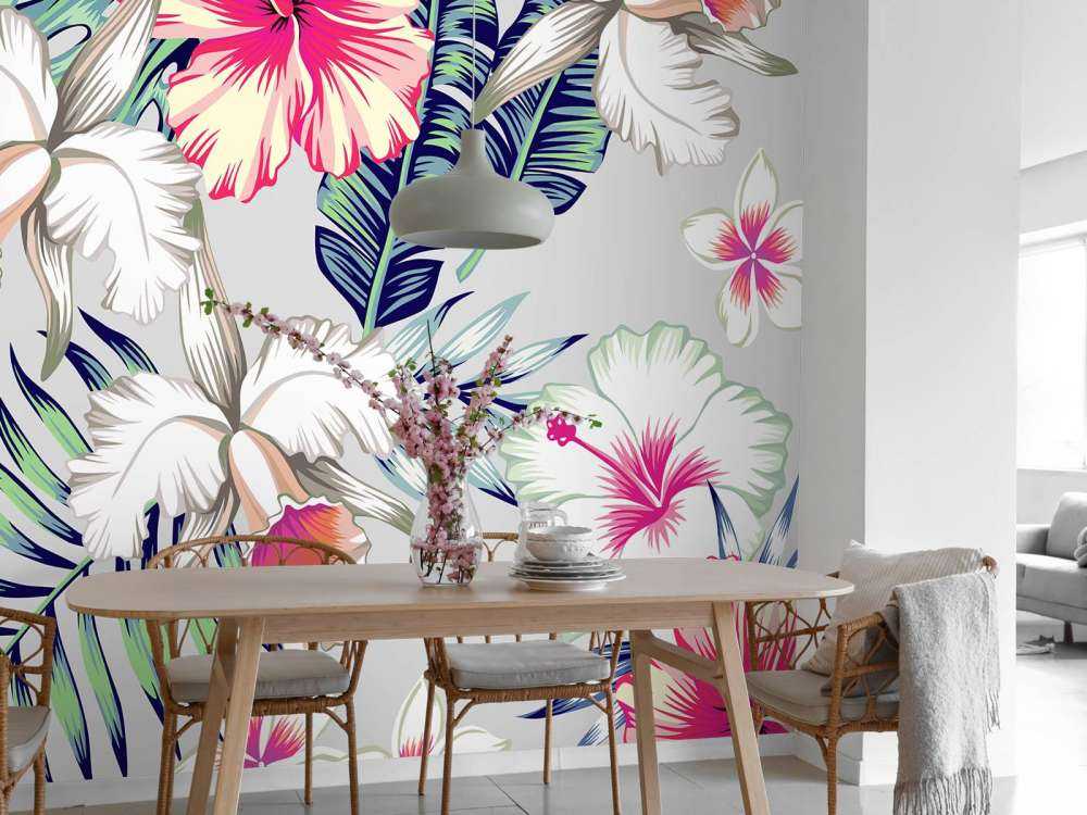 Exotische bloemen met een grijze achtergrond