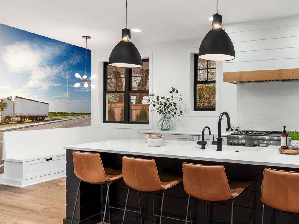 Witte vrachtwagen op een zonnige dag