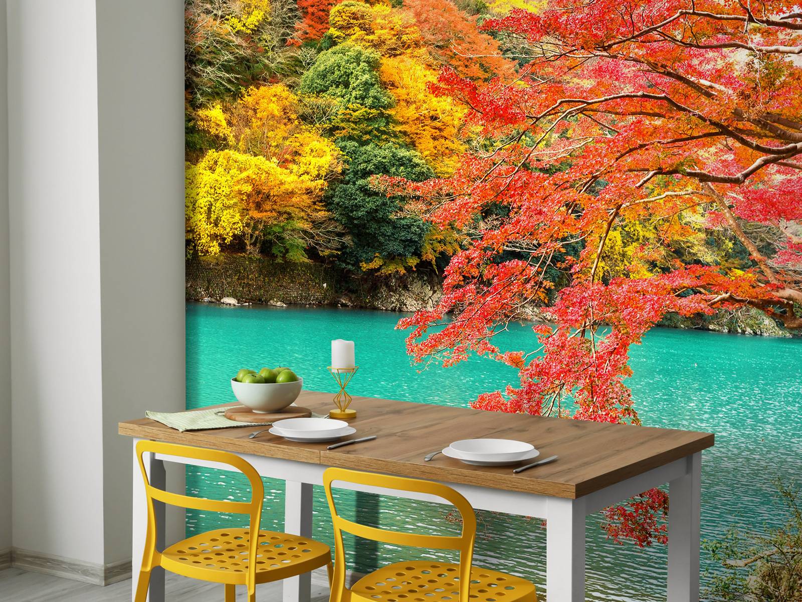 Rivier in Arashiyama in het herfstseizoen
