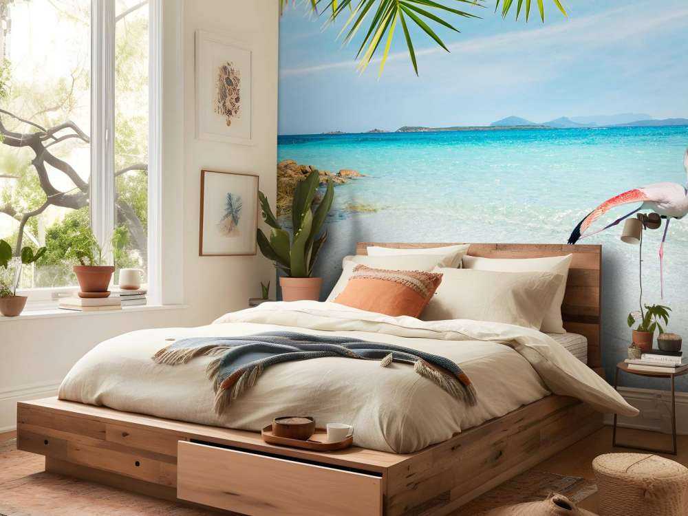 Flamingo op Tropisch Strand