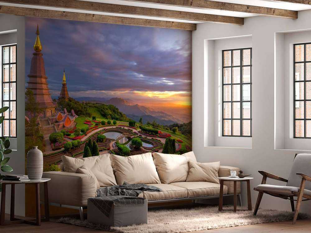 De Doi Inthanon berg bij zonsondergang