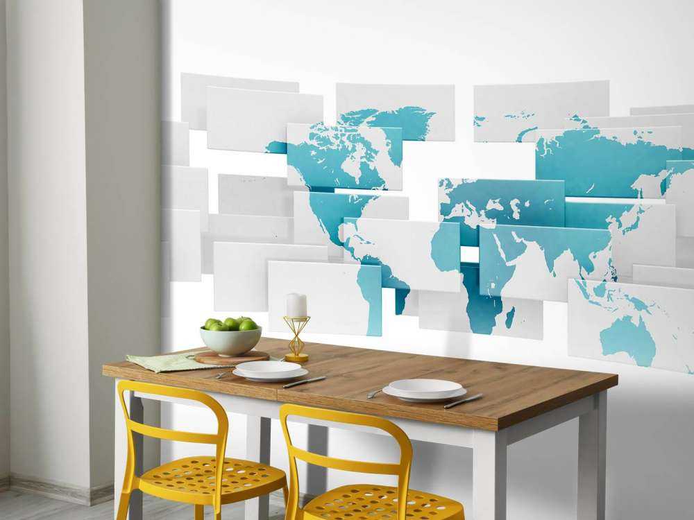 Wereldkaart op rechthoekig canvas