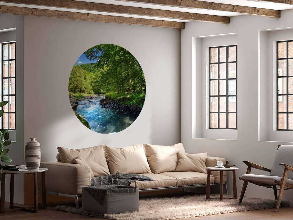 Stromende Rivier in het Bos in Zomer