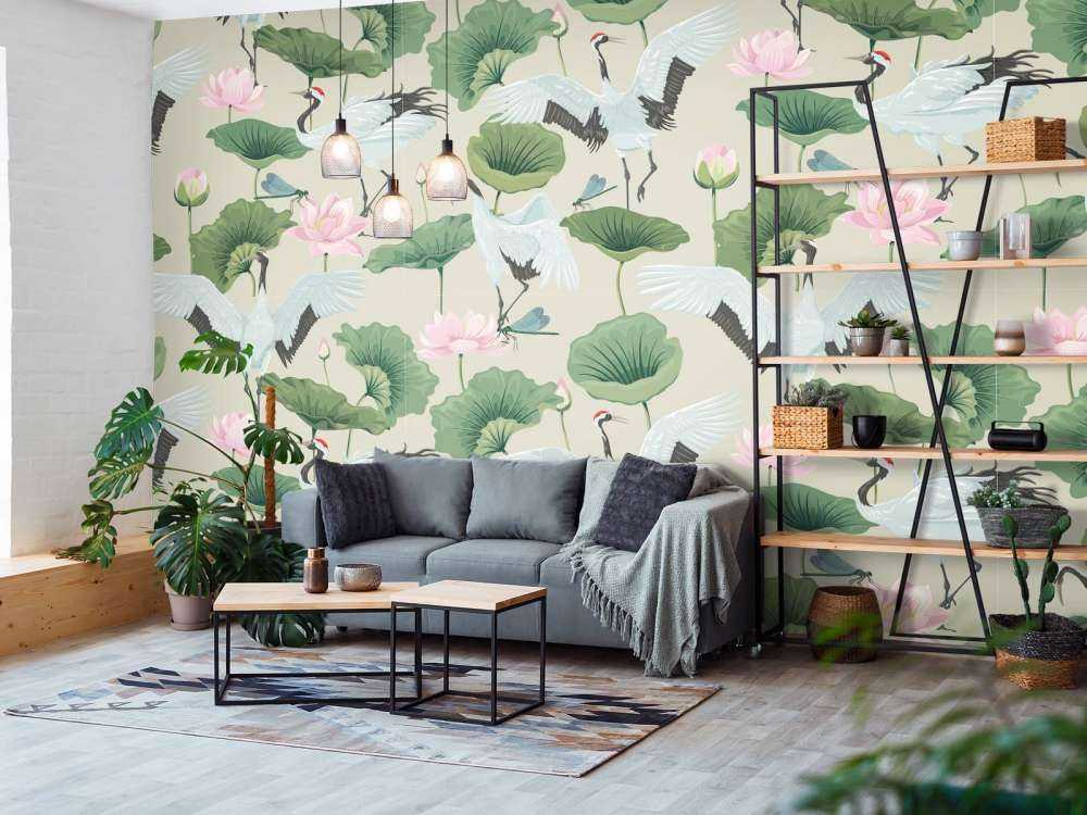 Witte kraanvogels, lichtbruin