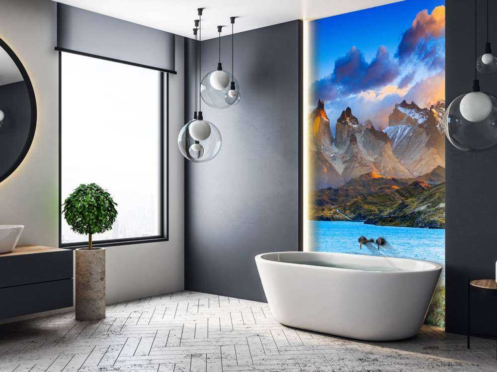 Vulkaan met een meer op de voorgrond