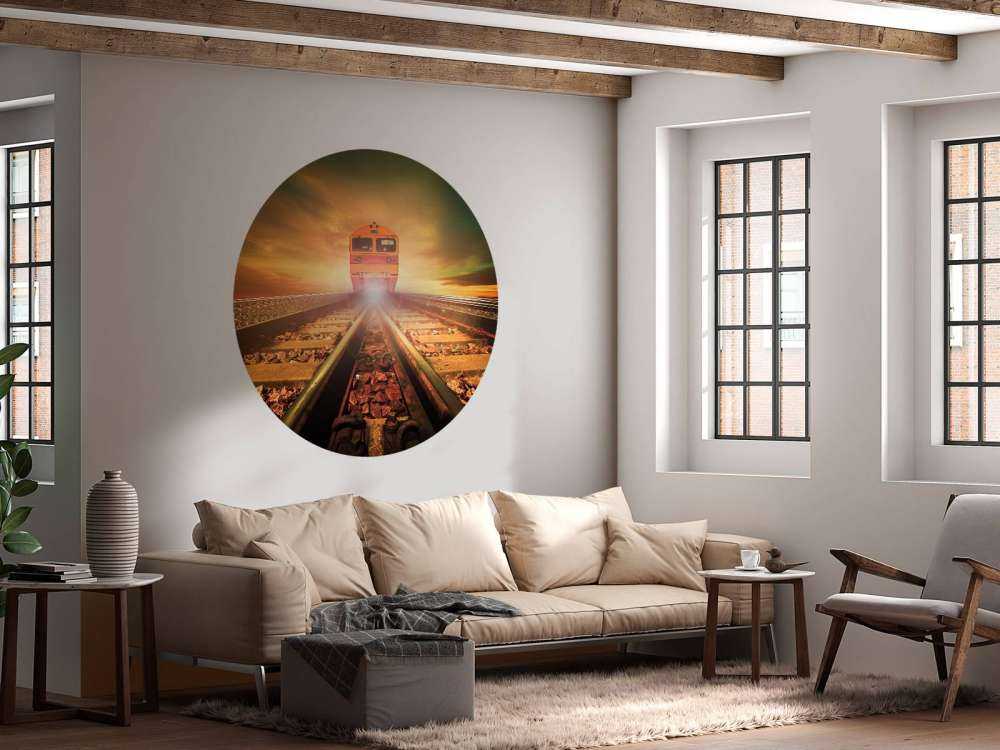 Trein bij zonsondergang