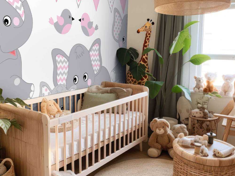 Olifanten en vogeltjes met slingers