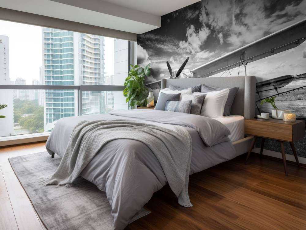 Vintage vliegtuig onder een bewolkte hemel