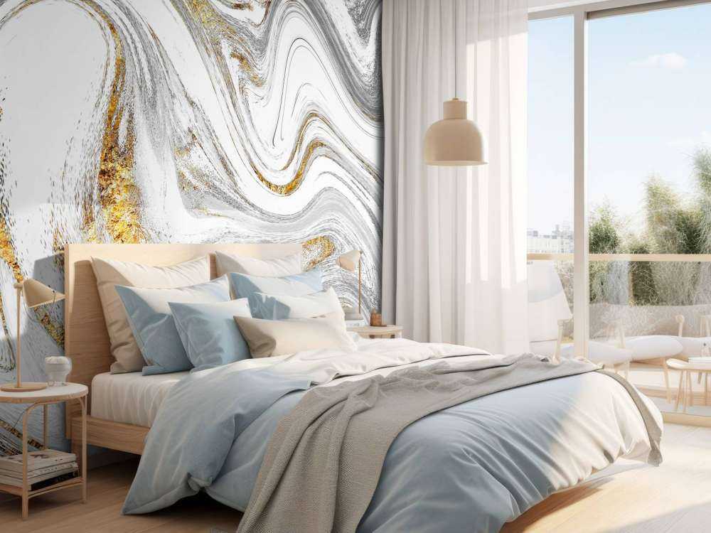 Verfmengsel met wit, grijs en goud