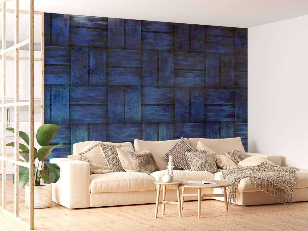 Blauwe gevlochten textuur