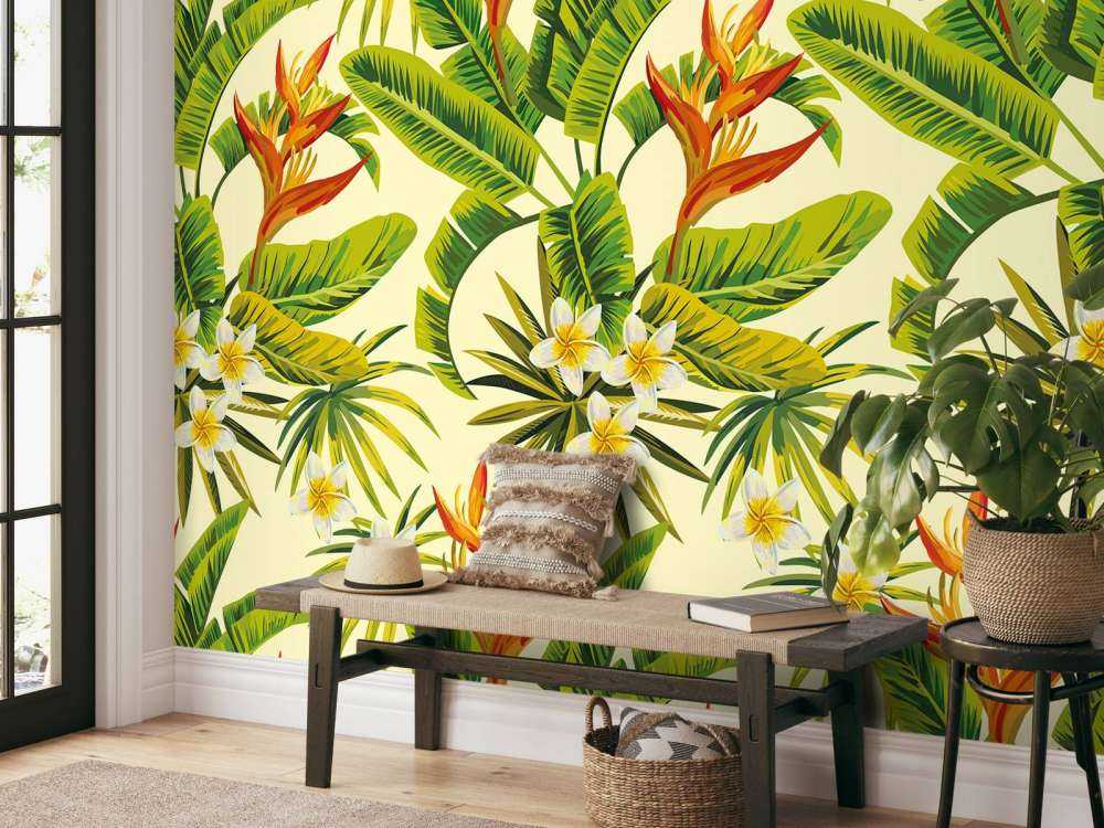 Bloemen en bladeren print