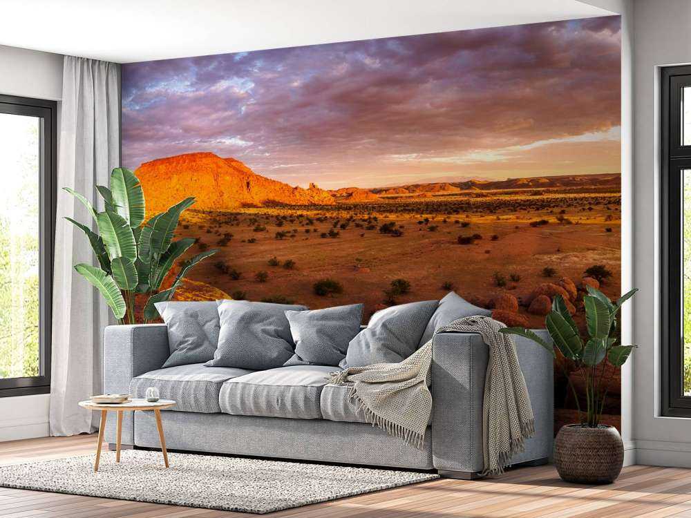 Zonsondergang in de woestijn van Namibië