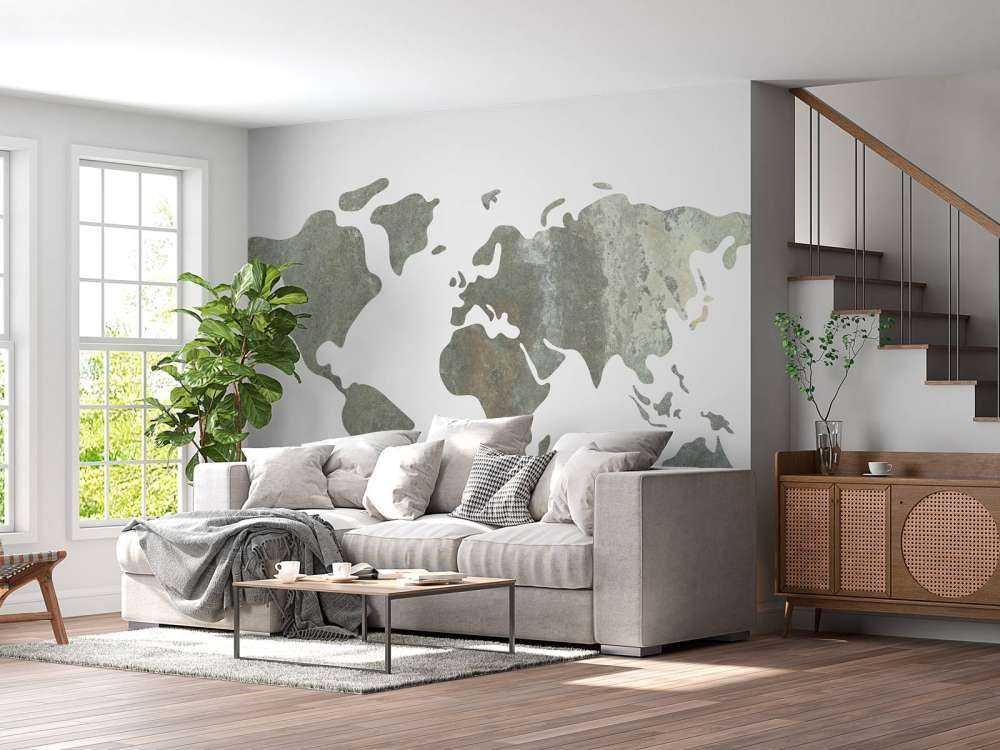 Groen wereldkaart van metaal structuur