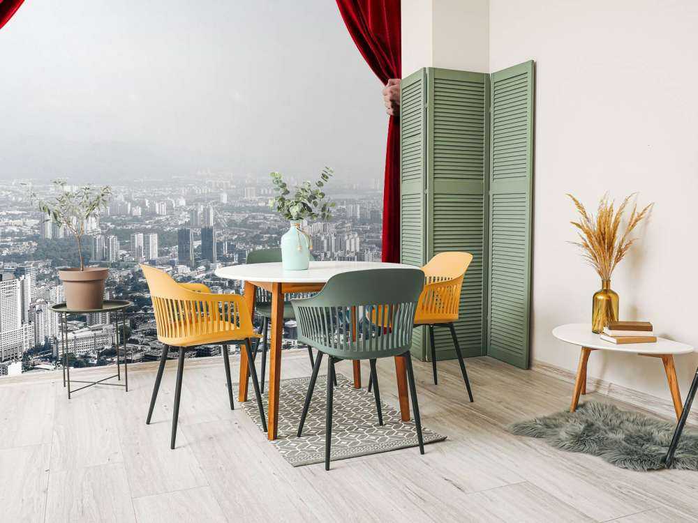 Grote stad met gordijn effect