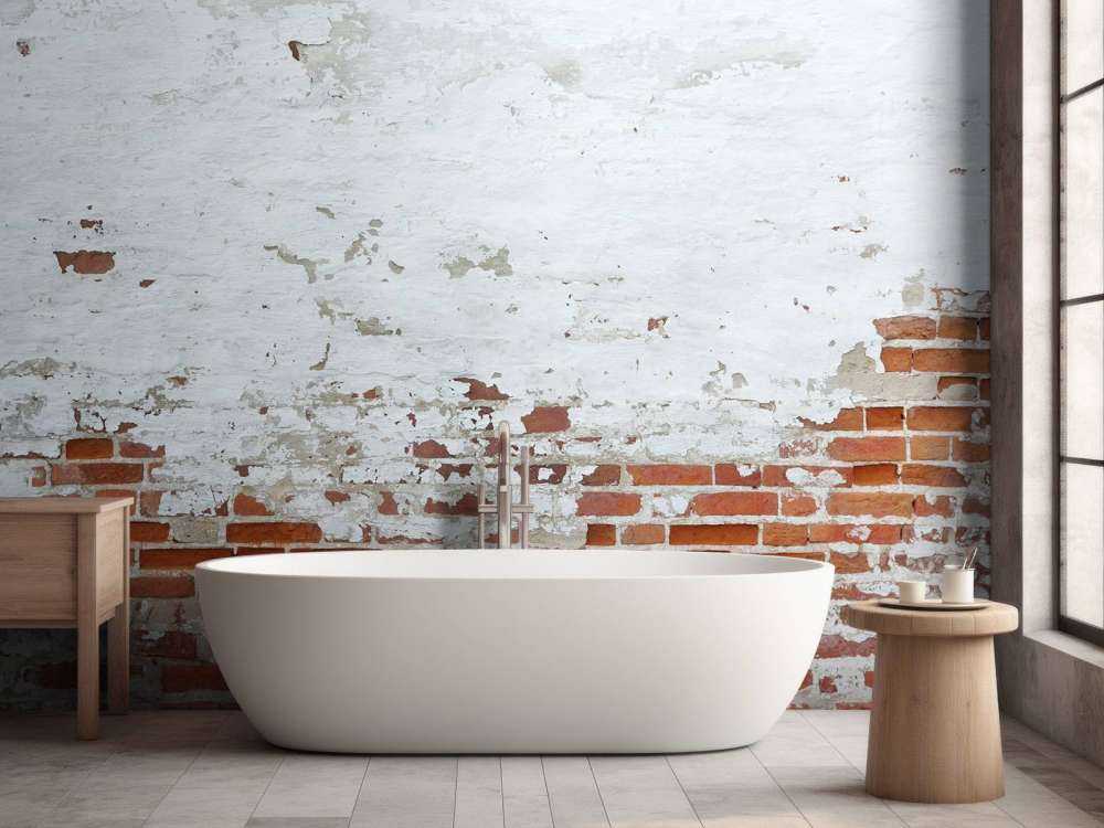 Bakstenen muur met beton