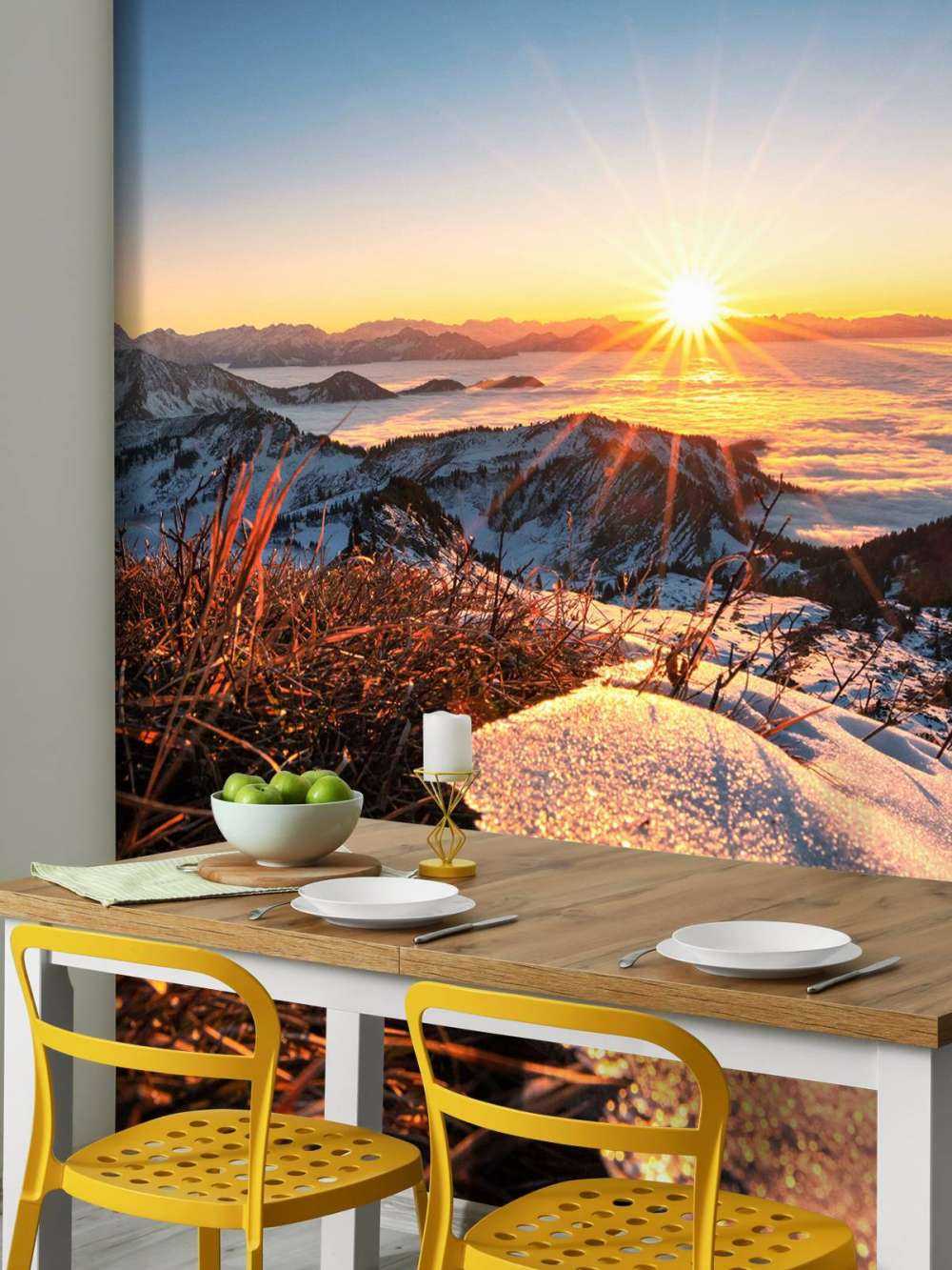 Ochtendzon op glinsterende bergweide