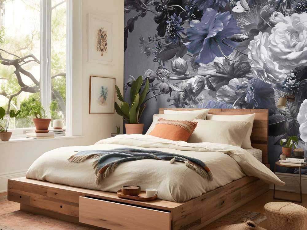 Big bouquet with poppies Blue