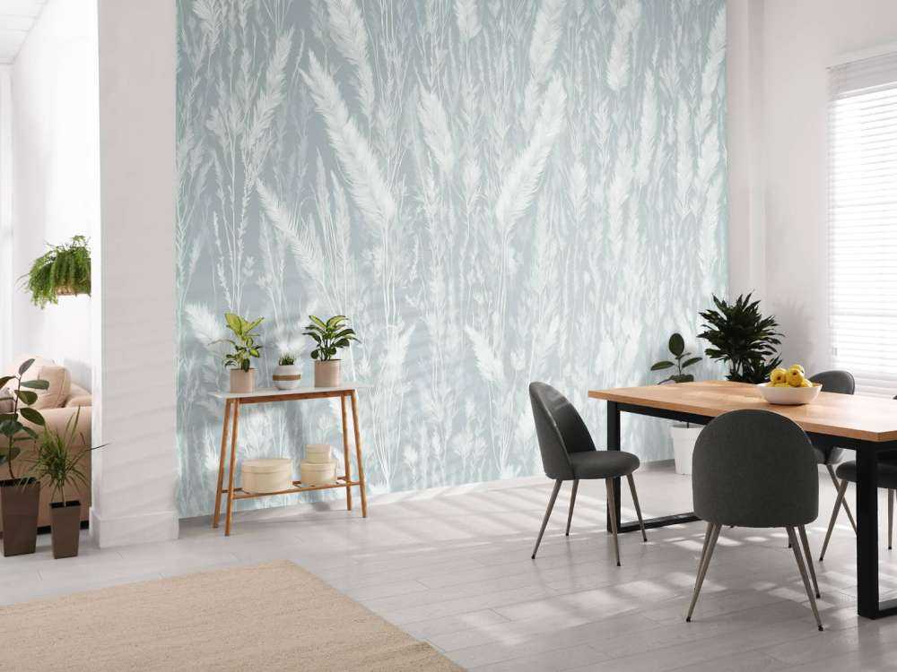 Wall of field grasses - mint green