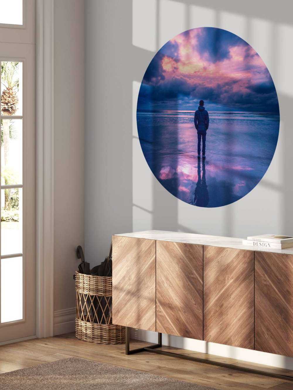 Paarse schemering aan stille kust