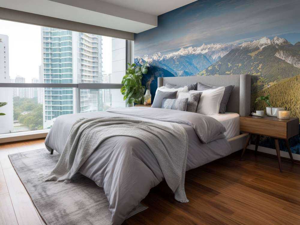 Panorama over besneeuwd alpendal