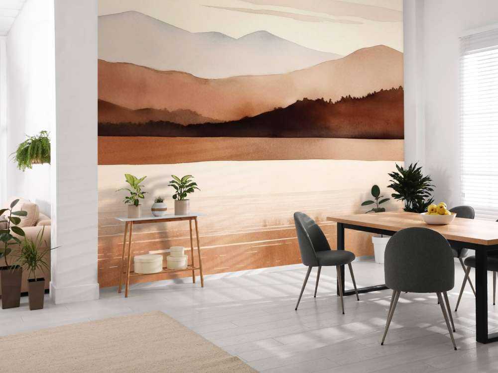 Calm Lake View Watercolor Landscape
