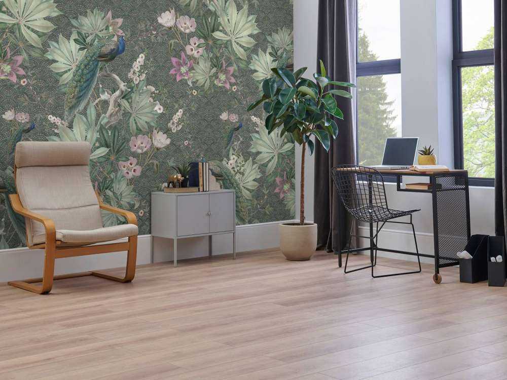 Vintage garden pauwen - donker groen