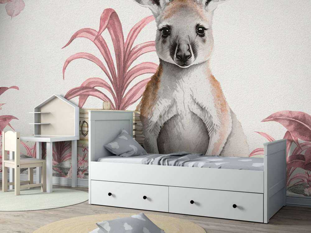 Jonge kangeroe in de jungle roze