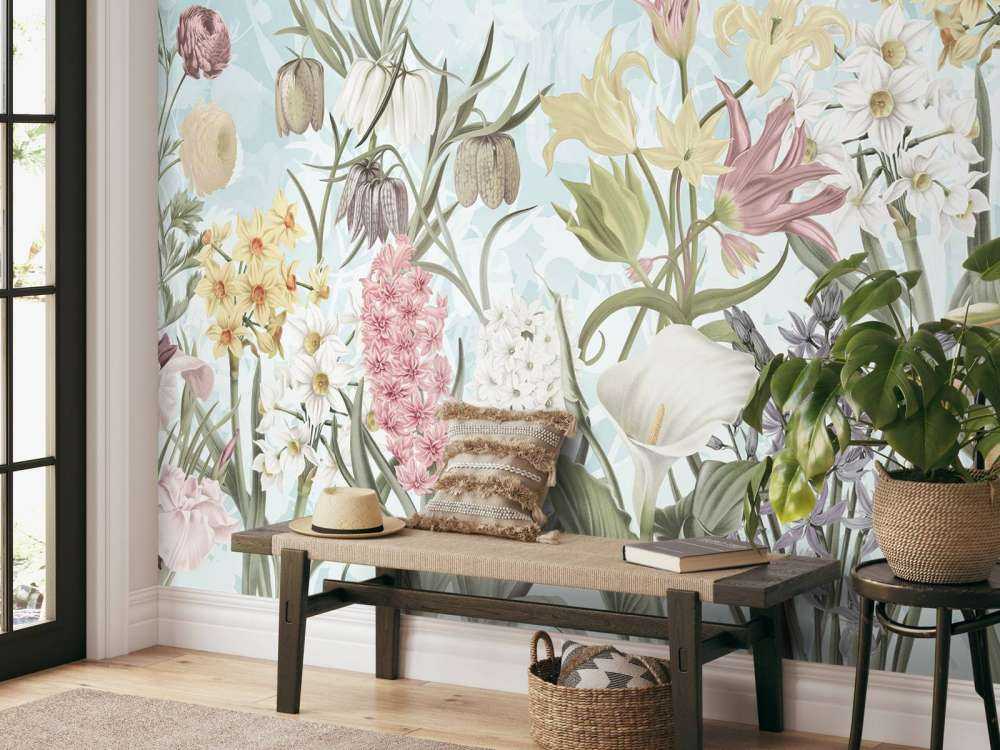 Spring Flowers - Misty Aqua