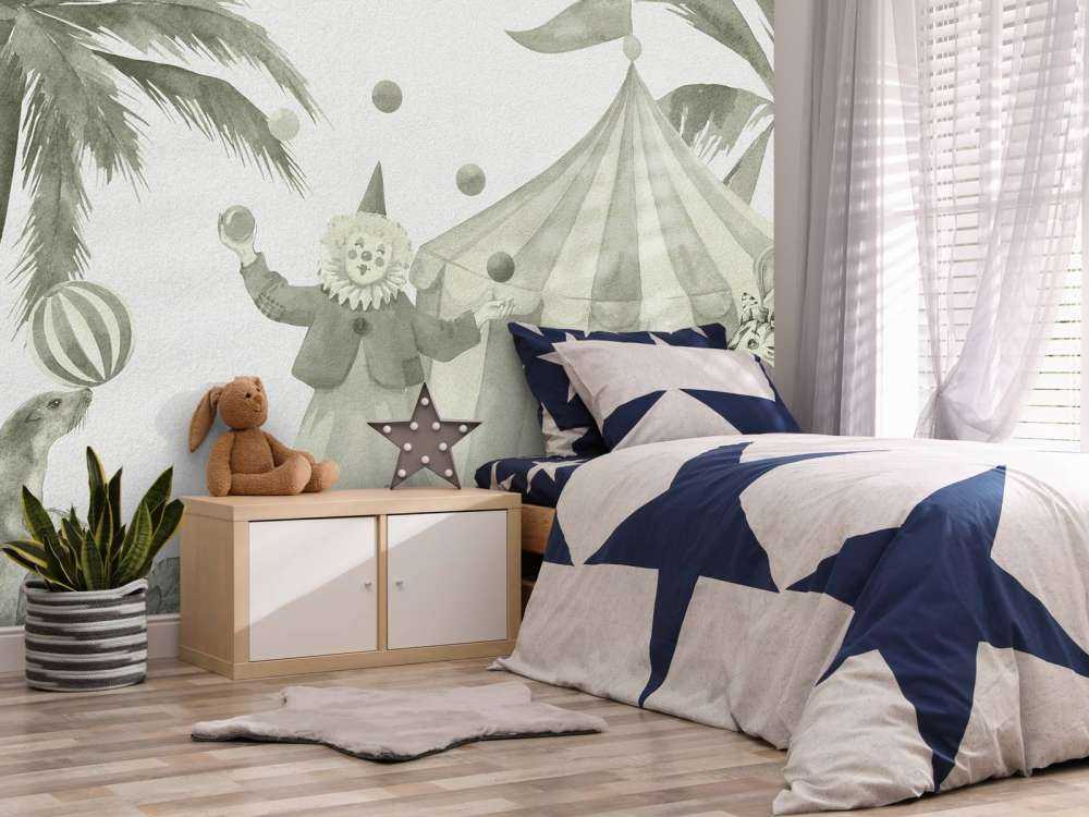 Vrolijke circus dieren in groen