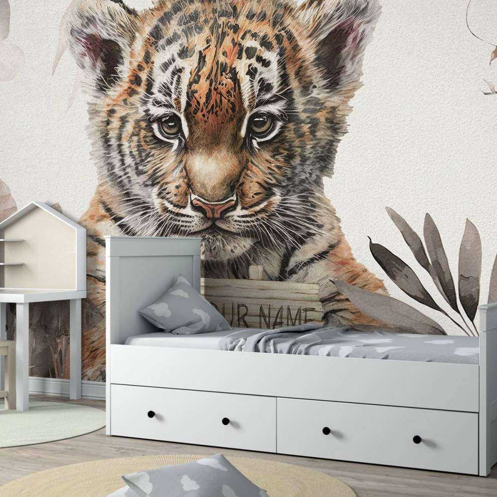 Schattige tijger met planten taupe