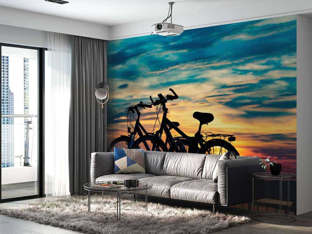 Fietsen bij zonsondergang