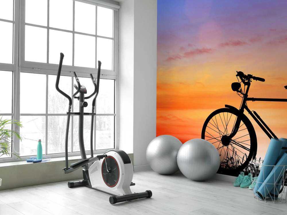 Vintage fiets bij zonsondergang