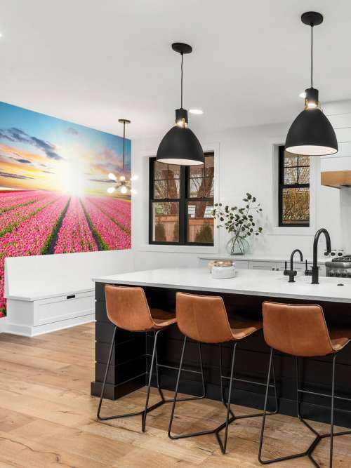 Tulpen met opkomende zon
