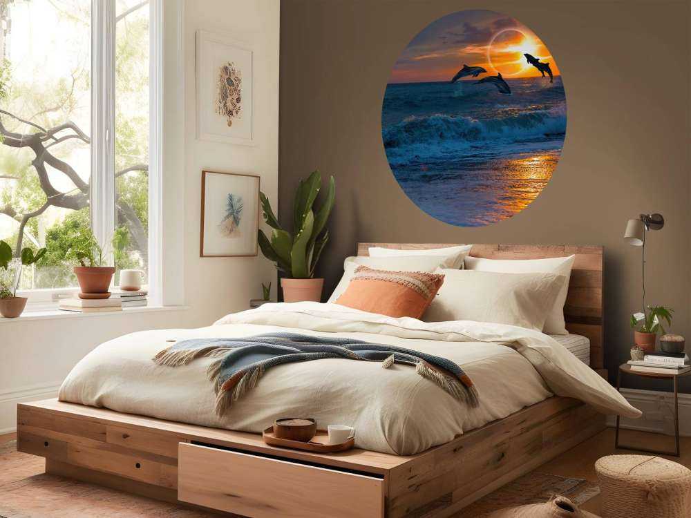 Dolfijnen met zonsondergang