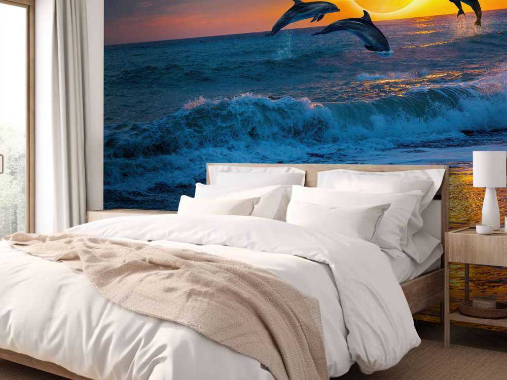 Dolfijnen met zonsondergang