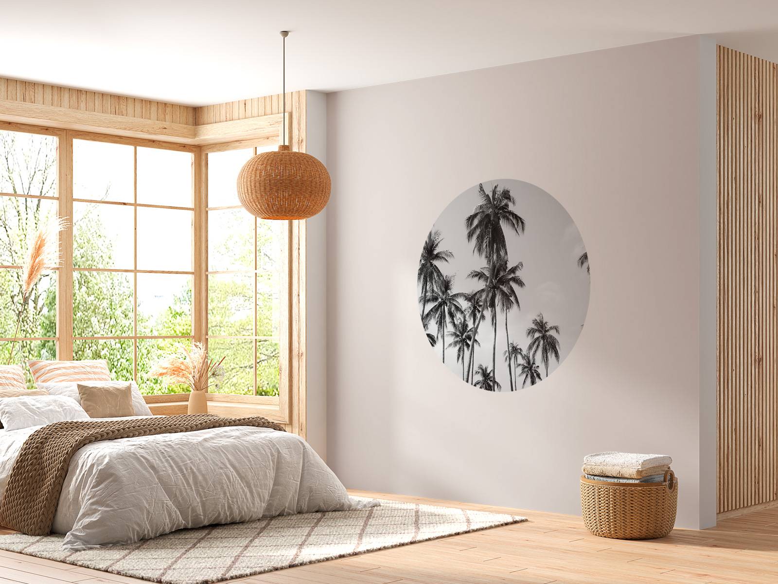 Palmbomen in zwart-wit