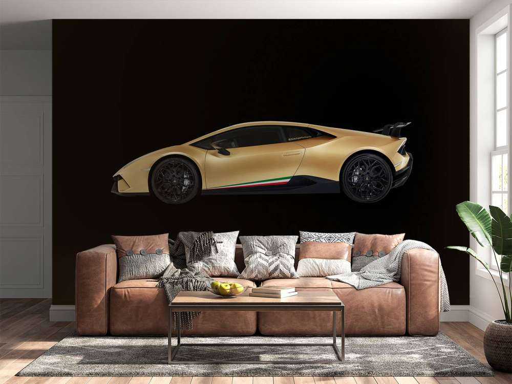 Lamborghini Huracán - Zijkant, zwart