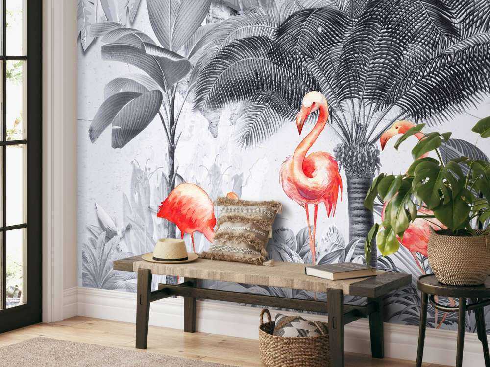 Jungle met flamingo's