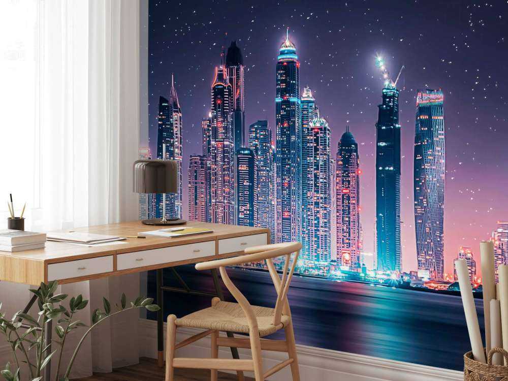 Nachtlicht boven de skyline